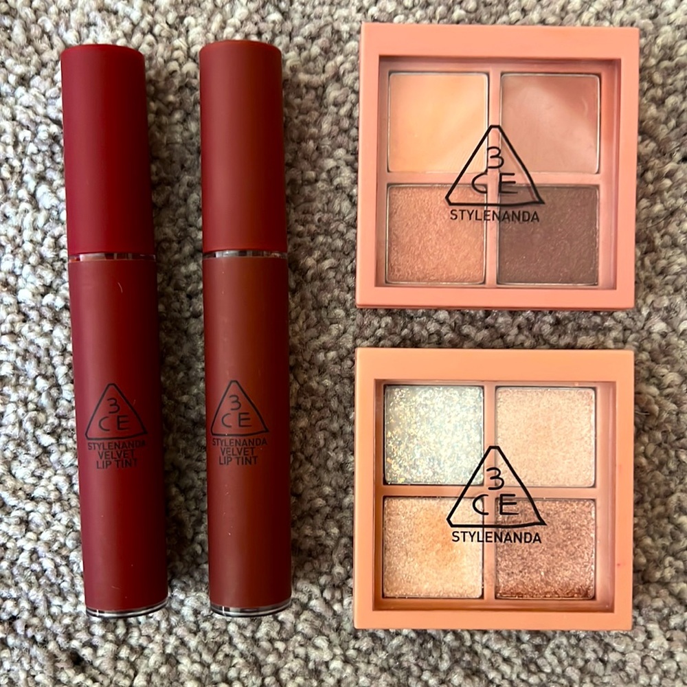 3ce lip tints and eyeshadow palettes